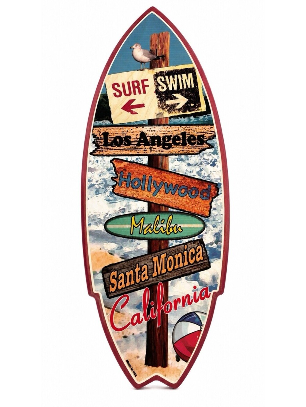 California Surfboard Wall Decor Los Angeles Malibu Santa Monica Sign